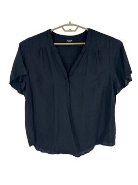 Torrid Harper Women's Black Buttoned V-Neck Short Sleeve Top Size 3X